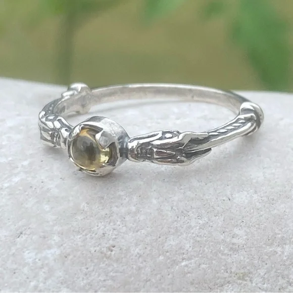 Celtic Dragon Ring .925 Sterling Silver w/ genuine citrine sz 9 medieval dragon - Picture 1 of 16